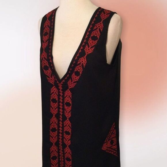 BOOHOO Black and Red Cross Stitch V Neck Retro Swimsuit Cover Up Size 6 NWT - Picture 5 of 12